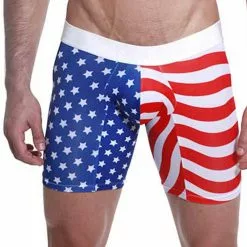 Mensuas MN0864 USA Flag Long Boxer