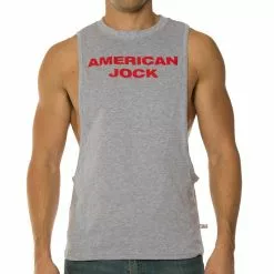 American Jock AJ8776 Gym Air Tee Heather Grey/RoyalBlue Shirts